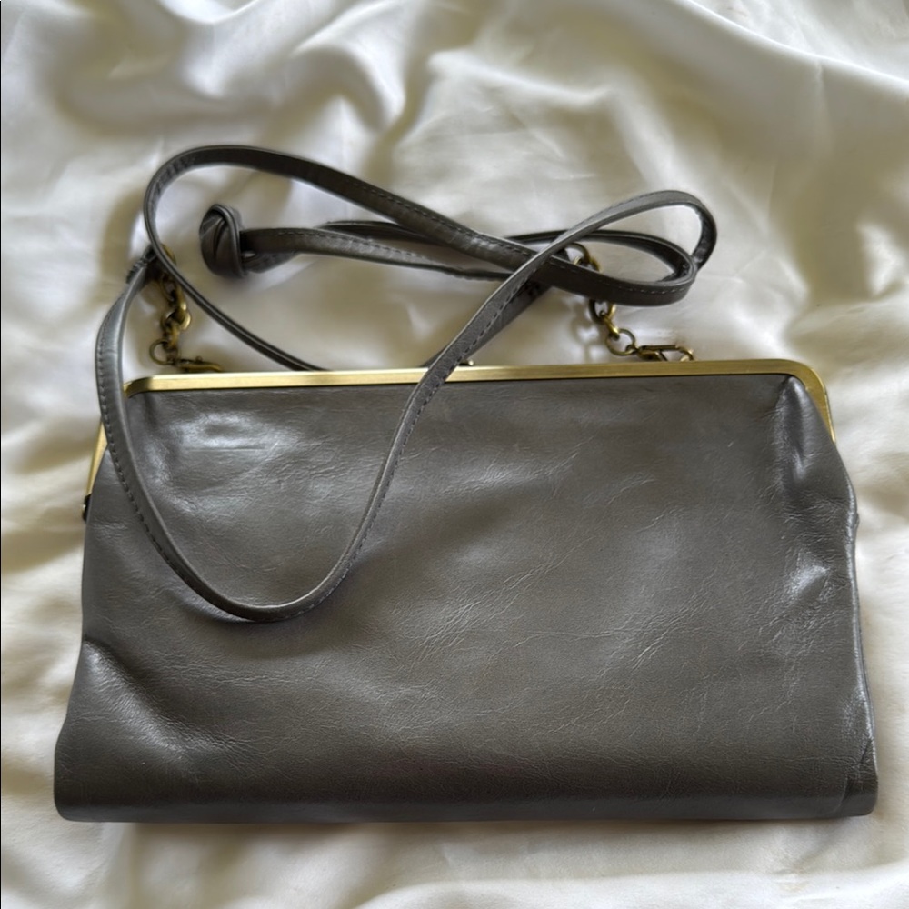 HOBO Gray Crossbody Bag with Distressed Leather